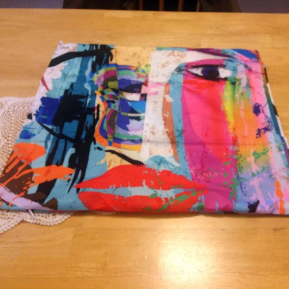 Abstract face pillow cover, colorful and fun